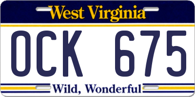 WV license plate OCK675
