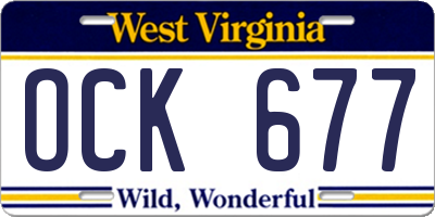 WV license plate OCK677