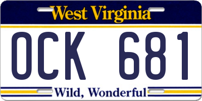 WV license plate OCK681