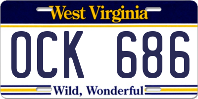 WV license plate OCK686