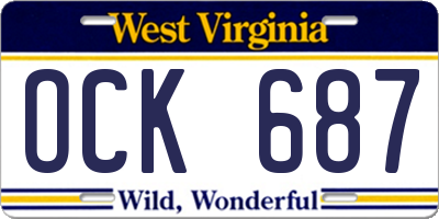 WV license plate OCK687