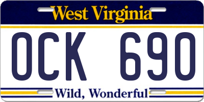 WV license plate OCK690