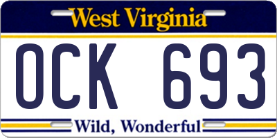 WV license plate OCK693