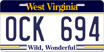 WV license plate OCK694
