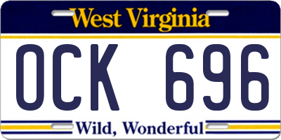 WV license plate OCK696