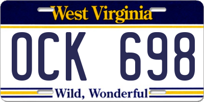 WV license plate OCK698