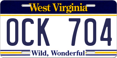 WV license plate OCK704