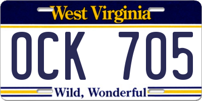 WV license plate OCK705