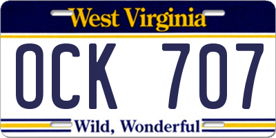 WV license plate OCK707