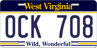 WV license plate OCK708
