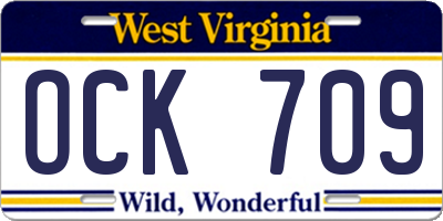 WV license plate OCK709
