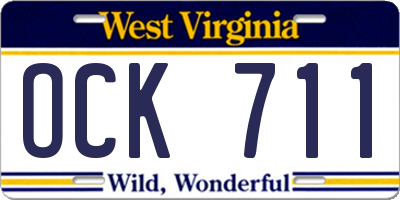 WV license plate OCK711