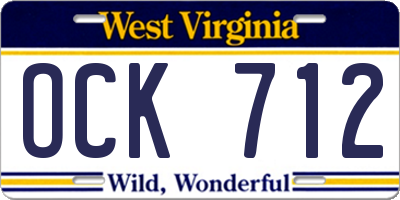WV license plate OCK712
