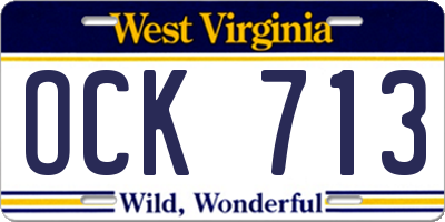 WV license plate OCK713