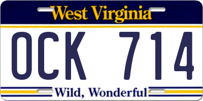 WV license plate OCK714