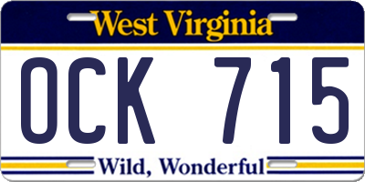 WV license plate OCK715