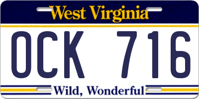 WV license plate OCK716