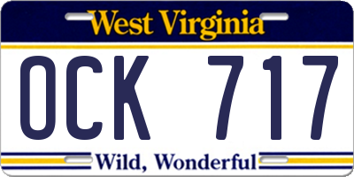 WV license plate OCK717