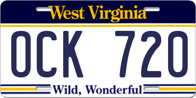WV license plate OCK720