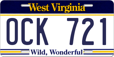 WV license plate OCK721