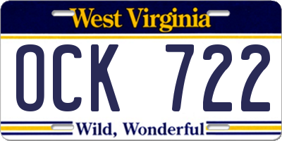 WV license plate OCK722