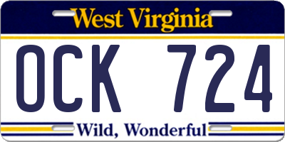 WV license plate OCK724