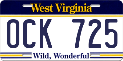 WV license plate OCK725