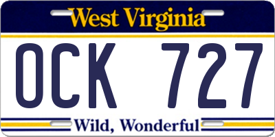 WV license plate OCK727