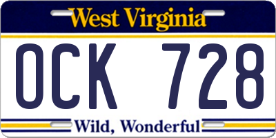 WV license plate OCK728