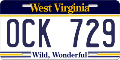 WV license plate OCK729