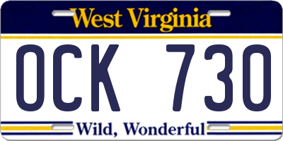 WV license plate OCK730