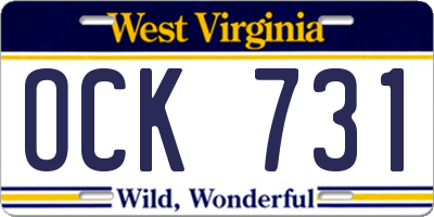 WV license plate OCK731