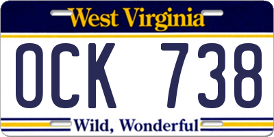 WV license plate OCK738