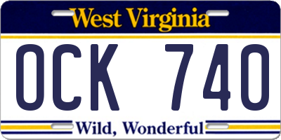 WV license plate OCK740