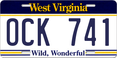 WV license plate OCK741