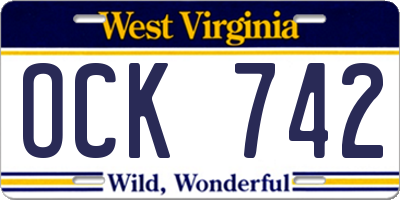 WV license plate OCK742