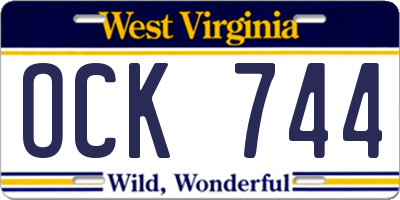 WV license plate OCK744