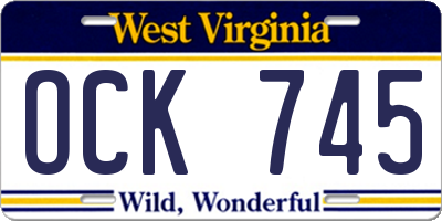 WV license plate OCK745