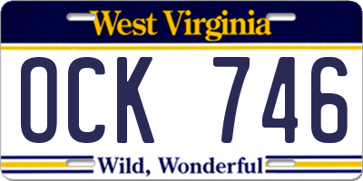 WV license plate OCK746