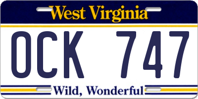 WV license plate OCK747
