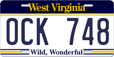 WV license plate OCK748