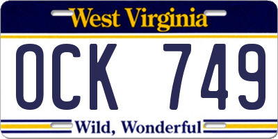 WV license plate OCK749