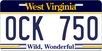 WV license plate OCK750