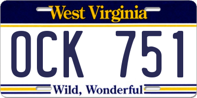 WV license plate OCK751