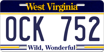 WV license plate OCK752