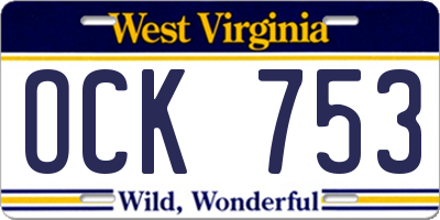 WV license plate OCK753