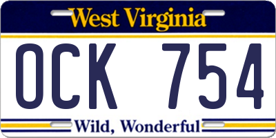 WV license plate OCK754