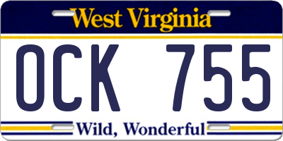 WV license plate OCK755