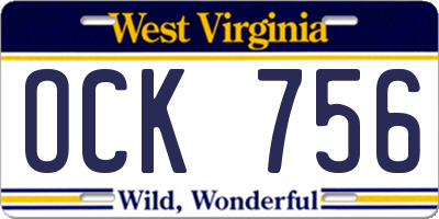 WV license plate OCK756