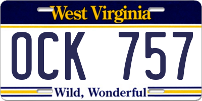 WV license plate OCK757